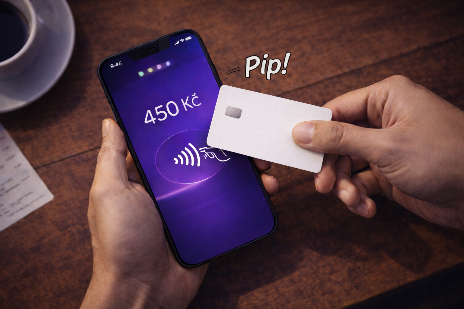 Ukázka přijímání platby kartou přes SibPay aplikaci na telefonu